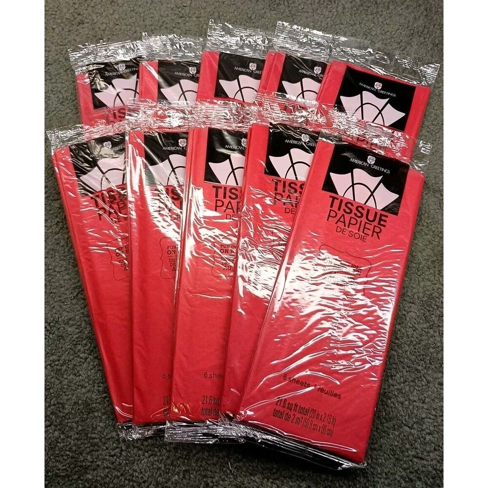 American Greetings Red Tissue Paper 20 in x 2.16 ft - Lot of 10   6 Sheets/Pack